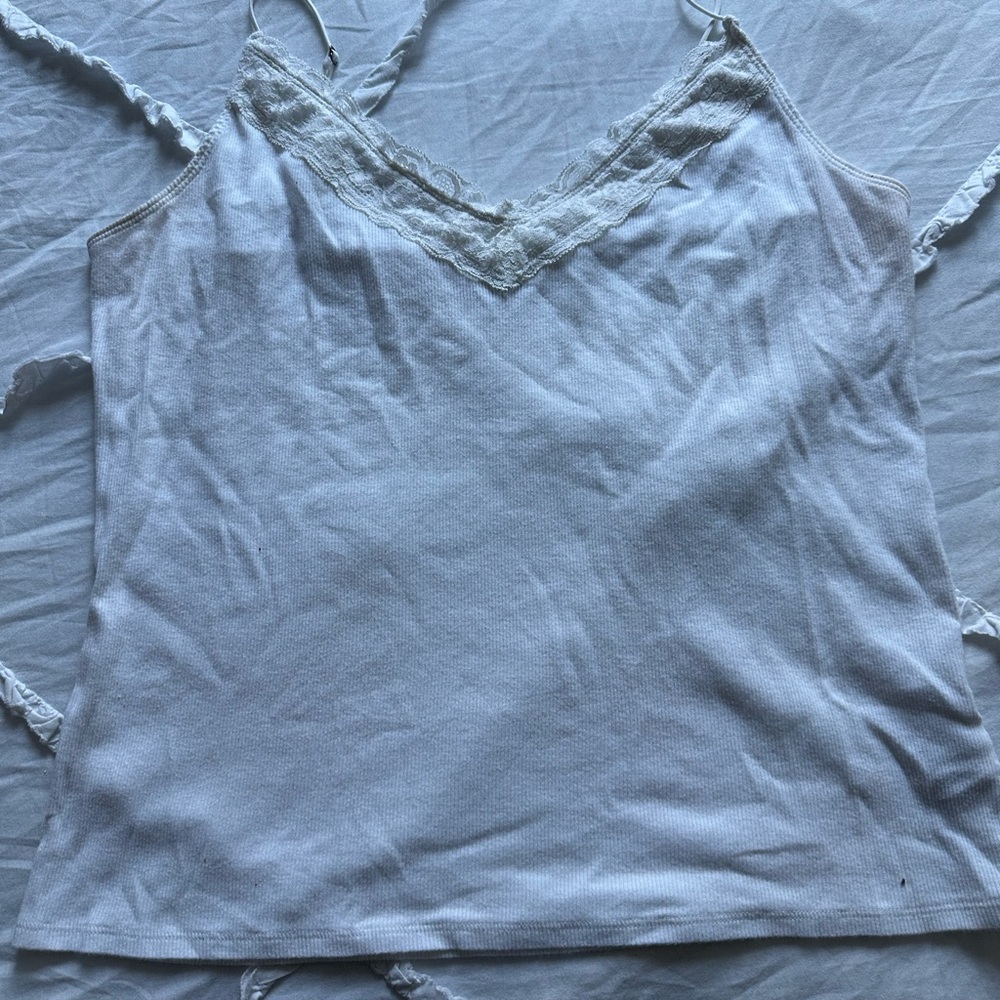 White Lace Trim Women's Top